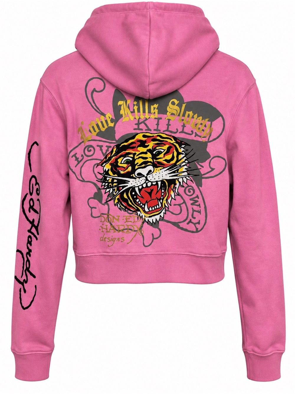 Ed Hardy Pink "Love Kills Slowly" Tiger Dagger Zip-Up Hoodie (Size L) - Picture 3 of 4